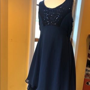 Girls party dress, navy, size 12.